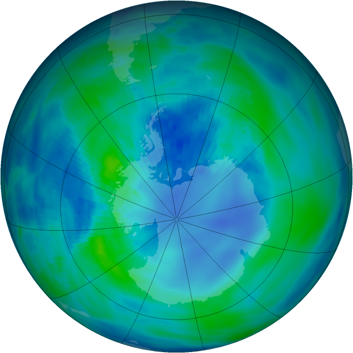 Antarctic ozone map for 02 April 1986